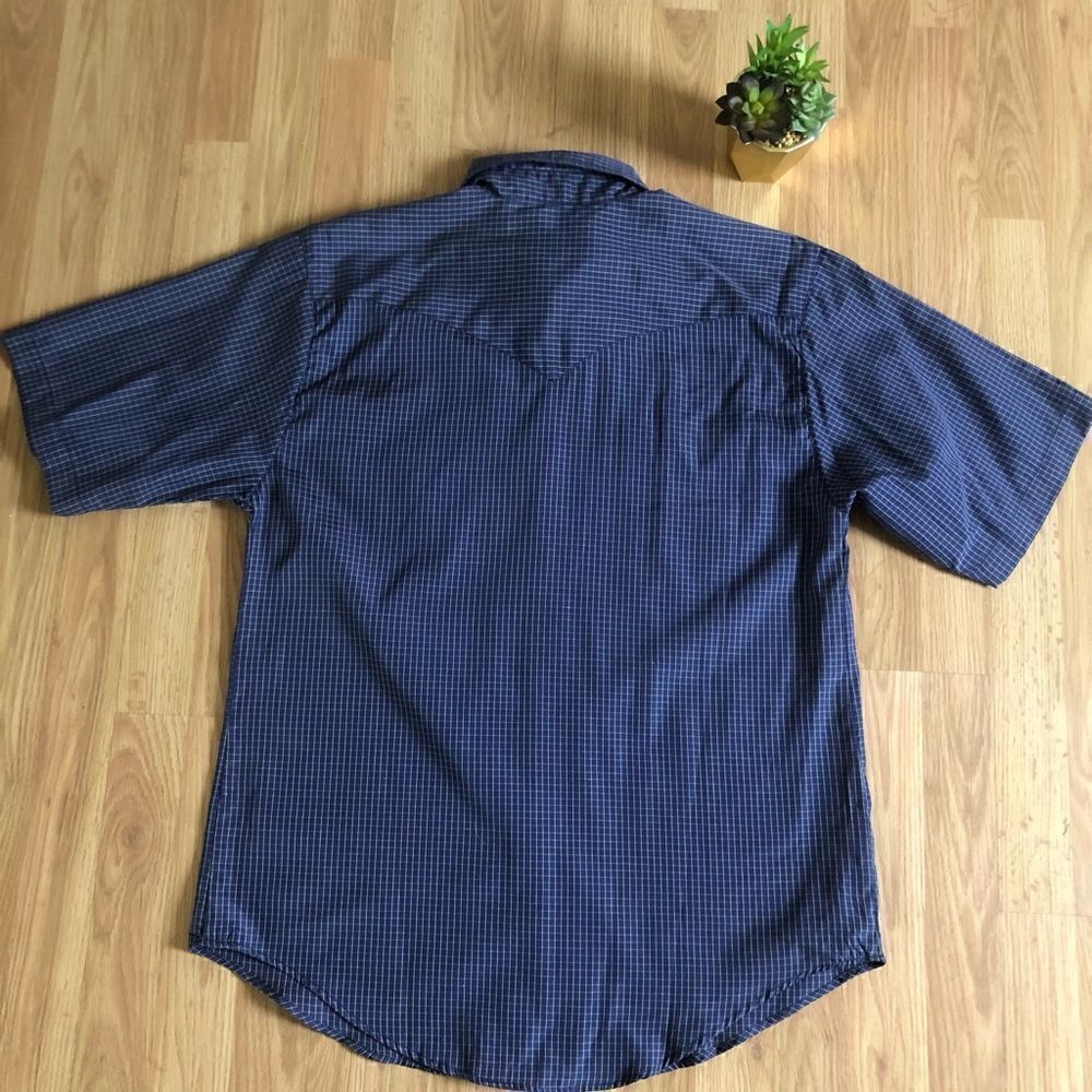 EL GENERAL Blue Plaid Short Sleeve Button Shirt - Picture 6 of 7